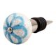 Blue Foral Crackle Ceramic Wine Stopper